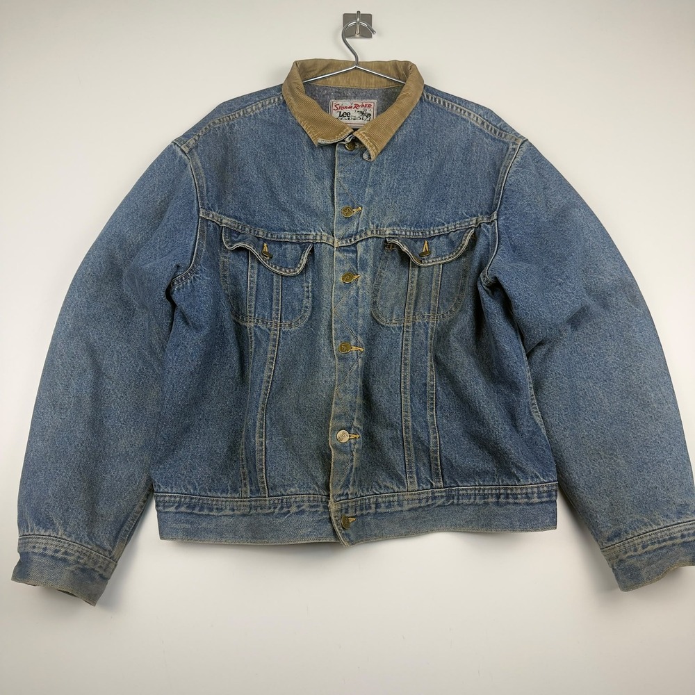 Vintage Lee Storm Rider Denim Jacket Mens Size 53 R 60s 70s Blanket Lined USA